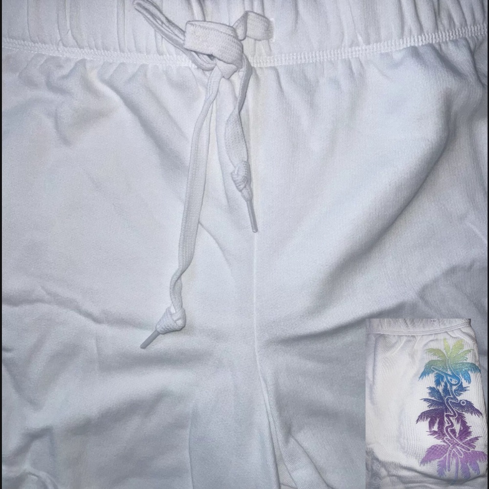 NEW LOT 3 VICTORIAS SECRET PINK BLING PALM TREE HOODIE, SHORTS & TEE SHIRT LARGE - Picture 7 of 16